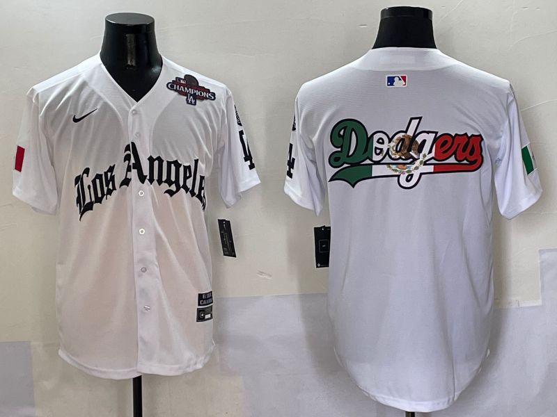 Men Los Angeles Dodgers Blank White Five generations Joint Name 2025 Nike MLB Jersey style 10